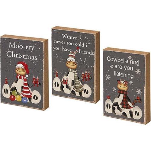 Moo-rry Christmas Block 3 Asstd - The Fox Decor