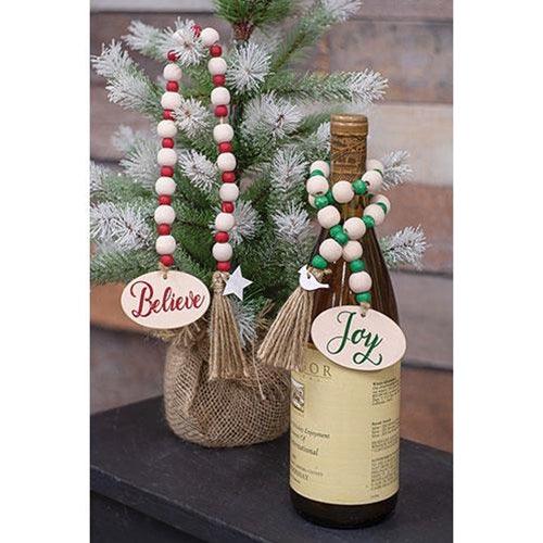 Believe or Joy Beaded Garland 2 Asstd - The Fox Decor