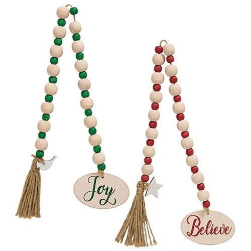 Believe or Joy Beaded Garland 2 Asstd - The Fox Decor