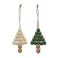 Wooden Beaded Christmas Tree Ornament 2 Asstd - The Fox Decor