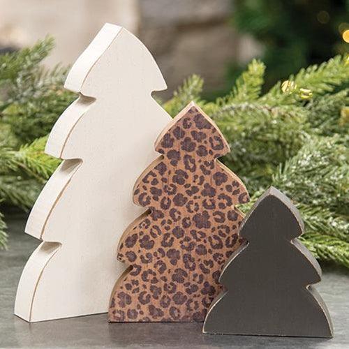 3 Set Fashion Print Chunky Christmas Trees - The Fox Decor