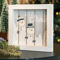 Let It Snow Framed Shiplap Snowman Sign - The Fox Decor