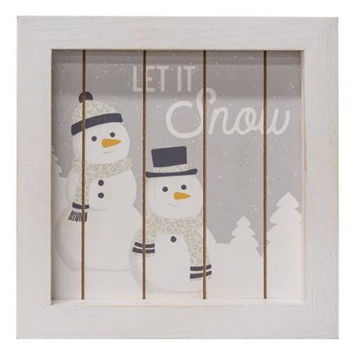 Let It Snow Framed Shiplap Snowman Sign - The Fox Decor