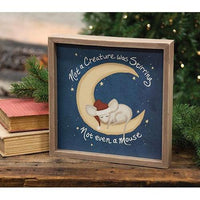 Not A Creature Was Stirring Mouse on the Moon Framed Sign - The Fox Decor
