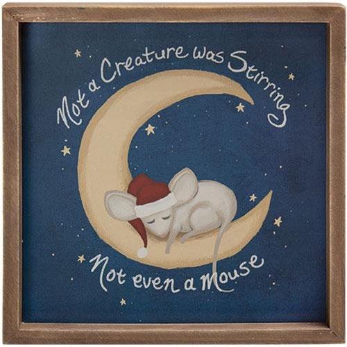 Not A Creature Was Stirring Mouse on the Moon Framed Sign - The Fox Decor