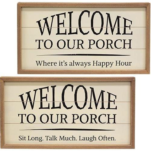 Welcome to Our Porch Framed Shiplap Sign 2 Asstd - The Fox Decor