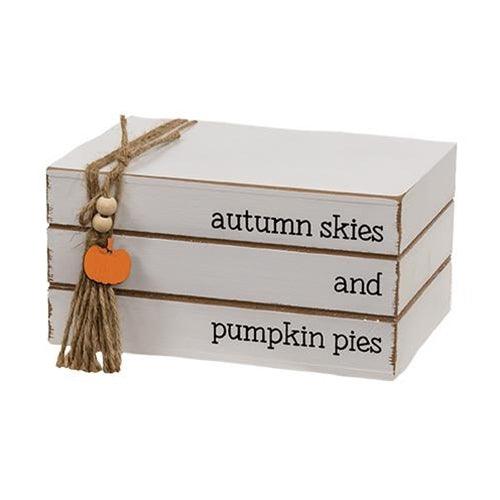Autumn Skies and Pumpkin Pies Stacked Wooden Books - The Fox Decor