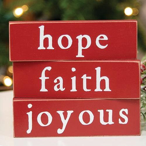 Faith Hope or Joyous Thin Mini Block 3 Asstd - The Fox Decor