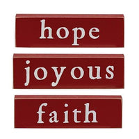 Thumbnail for Faith Hope or Joyous Thin Mini Block 3 Asstd - The Fox Decor