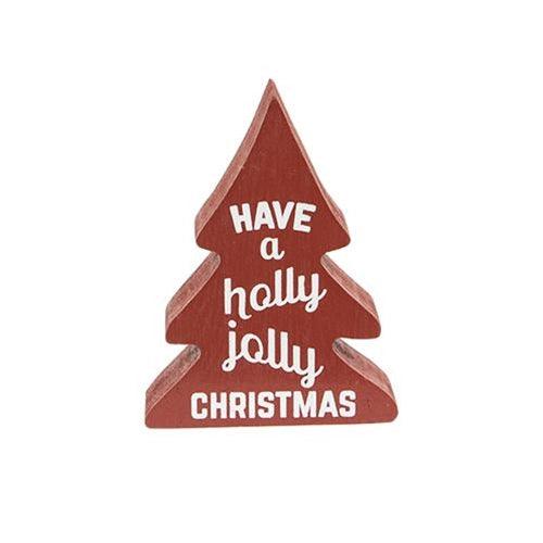 3 Set Holly Jolly Chunky Wooden Trees - The Fox Decor