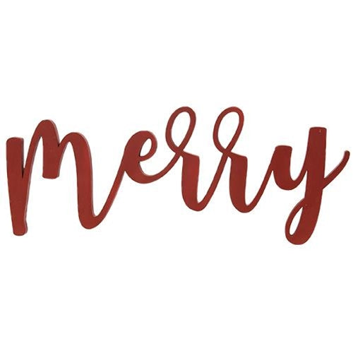 Red Merry Hanging Script Sign