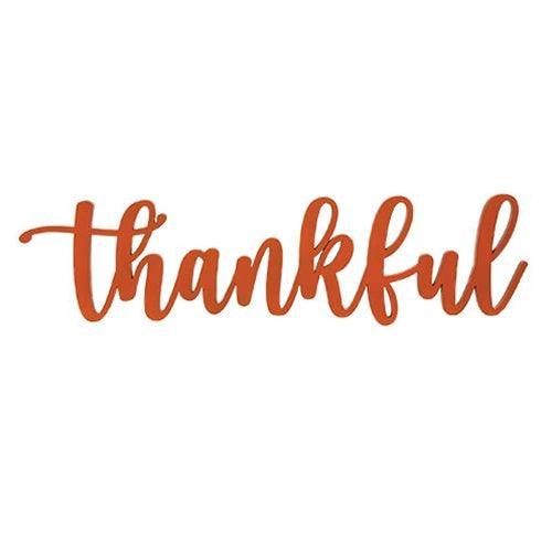 Orange Thankful Hanging Script Sign - The Fox Decor