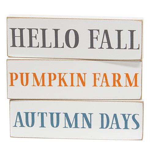 Hello Fall Skinny Block 3 Asstd - The Fox Decor