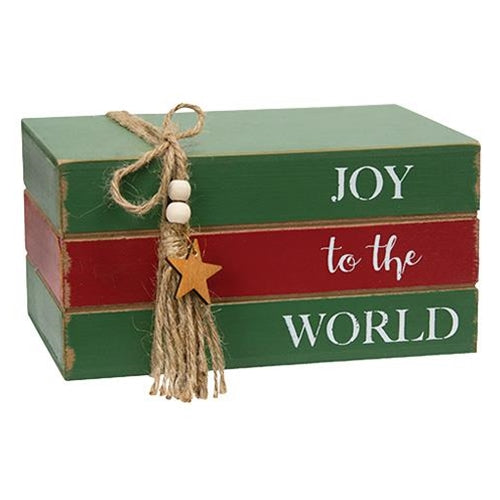 Joy to the World Wooden Stacked Books