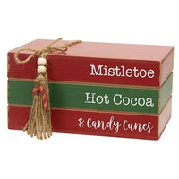 Thumbnail for Mistletoe Hot Cocoa & Candy Canes Wooden Stacked Books