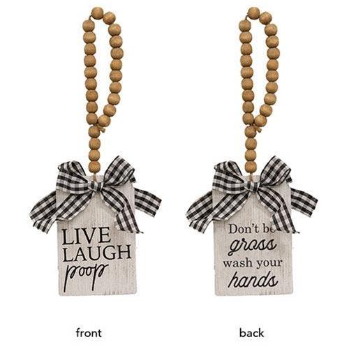 Live Laugh Poop Door Ornament 3 Asstd - The Fox Decor