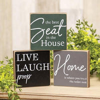Live Laugh Poop Square Block 3 Asstd - The Fox Decor