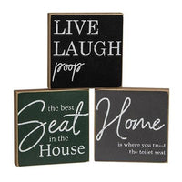 Live Laugh Poop Square Block 3 Asstd - The Fox Decor