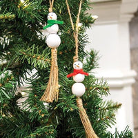 White Bead Snowman Ornament 2 Asstd - The Fox Decor