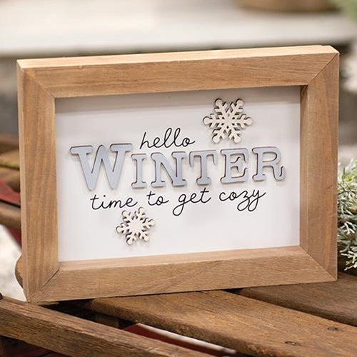 Time To Get Cozy Framed Snowflake Sign
