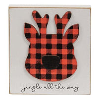 Jingle All the Way Plaid Reindeer Block - The Fox Decor