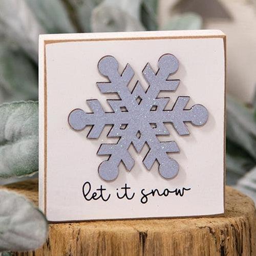 Let It Snow Snowflake Block - The Fox Decor