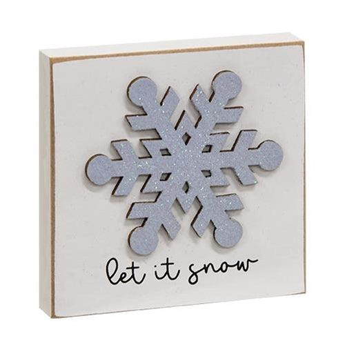 Let It Snow Snowflake Block - The Fox Decor
