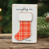 Thumbnail for Naughty Or Nice Stocking Block - The Fox Decor