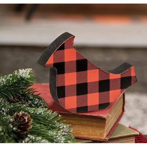 Red & Black Buffalo Check Cardinal Sitter - The Fox Decor
