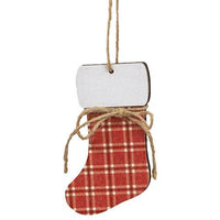 Thumbnail for Red Plaid Stocking Ornament With Jute