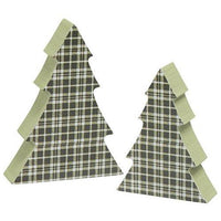 2 Set Green Plaid Chunky Trees - The Fox Decor