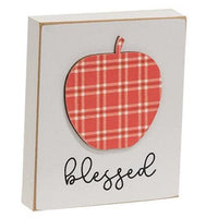 Thumbnail for Blessed Plaid Apple Wood Block - The Fox Decor