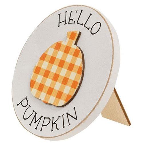 Hello Pumpkin Circle Easel Sign - The Fox Decor