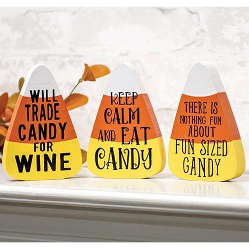 Will Trade Candy For Wine Chunky Candy Corn Sitter 3 Asstd - The Fox Decor