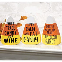 Will Trade Candy For Wine Chunky Candy Corn Sitter 3 Asstd - The Fox Decor