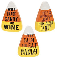 Will Trade Candy For Wine Chunky Candy Corn Sitter 3 Asstd - The Fox Decor