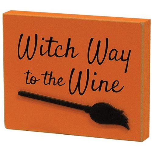 Witch Way to the Wine Block Sign