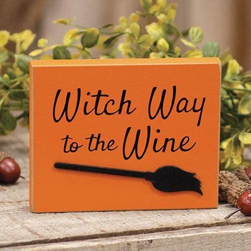 Witch Way to the Wine Block Sign - The Fox Decor