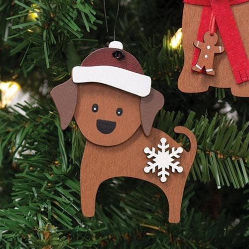 Snowflake Dog With Santa Hat Ornament - The Fox Decor