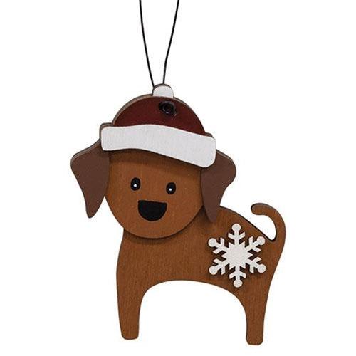 Snowflake Dog With Santa Hat Ornament - The Fox Decor