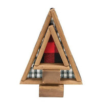Thumbnail for 2 Set Black & Red Buffalo Check Fabric & Wood Trees - The Fox Decor