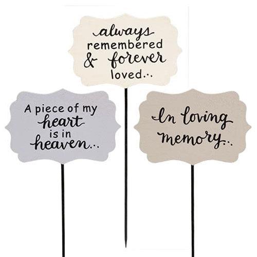 In Loving Memory Plant Stake 3 Asstd - The Fox Decor