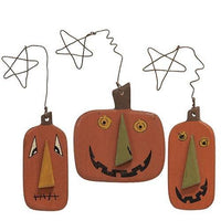 3 Set Wire Star Primitive Jack O Lantern Ornaments - The Fox Decor
