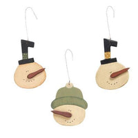 Thumbnail for 3 Set Painted Snowman in Hat Ornaments - The Fox Decor