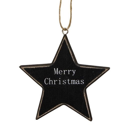 Black Star Christmas Words Ornament 4 Asstd