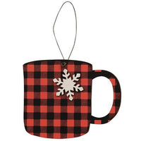 Thumbnail for Red & Black Check Snowflake Cup Ornament