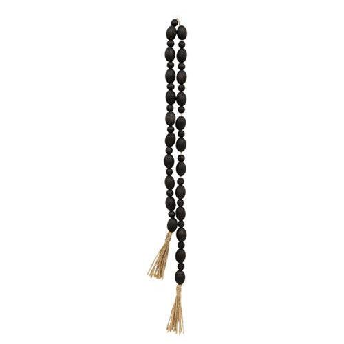 Black Oval Bead Garland w Tassels