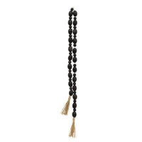 Black Oval Bead Garland w Tassels - The Fox Decor