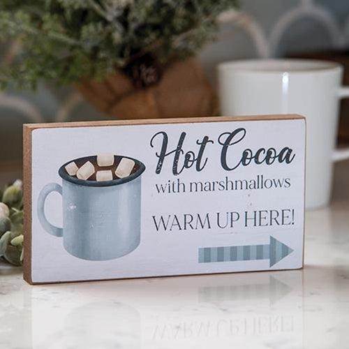 Hot Cocoa With Marshmallows Block Sign - The Fox Decor