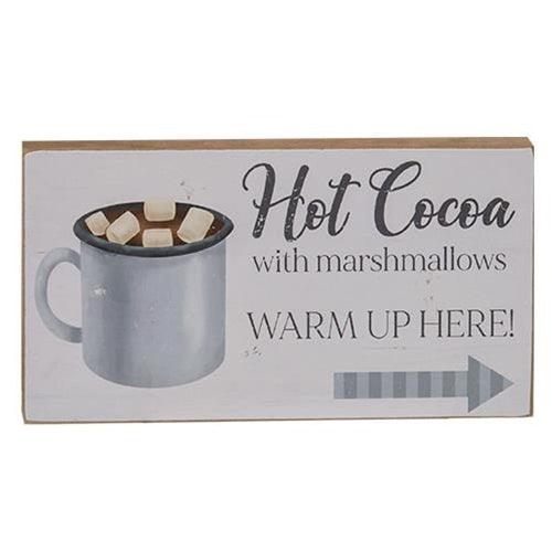 Hot Cocoa With Marshmallows Block Sign - The Fox Decor